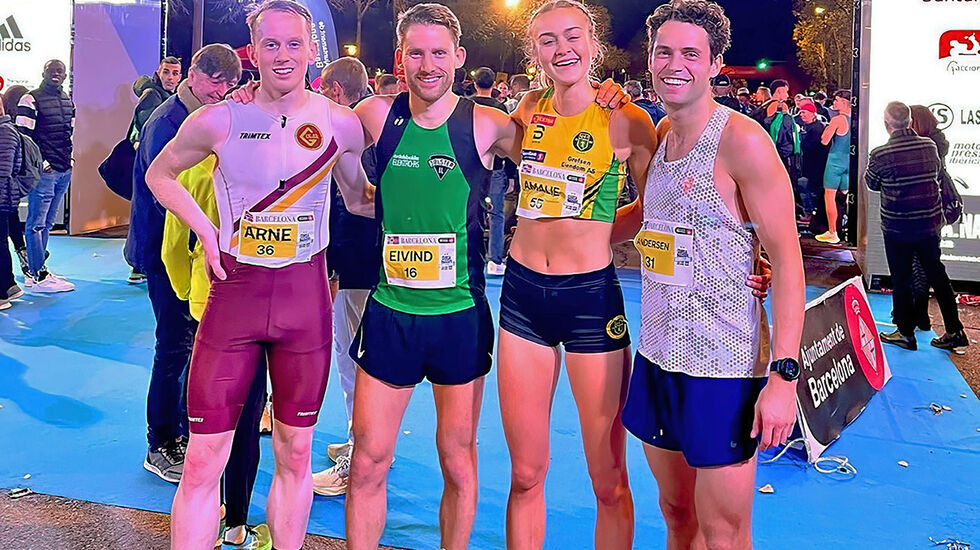 Flere nordmenn stilte til start i Cursa del Nassos. Blant andre (f.v.) Sondre Arne Hoff, Eivind Øygard, Amalie Sæten og Ådne Andersen. Sistnevnte tok harejobben for Amalie Sæten. (Foto: Privat)