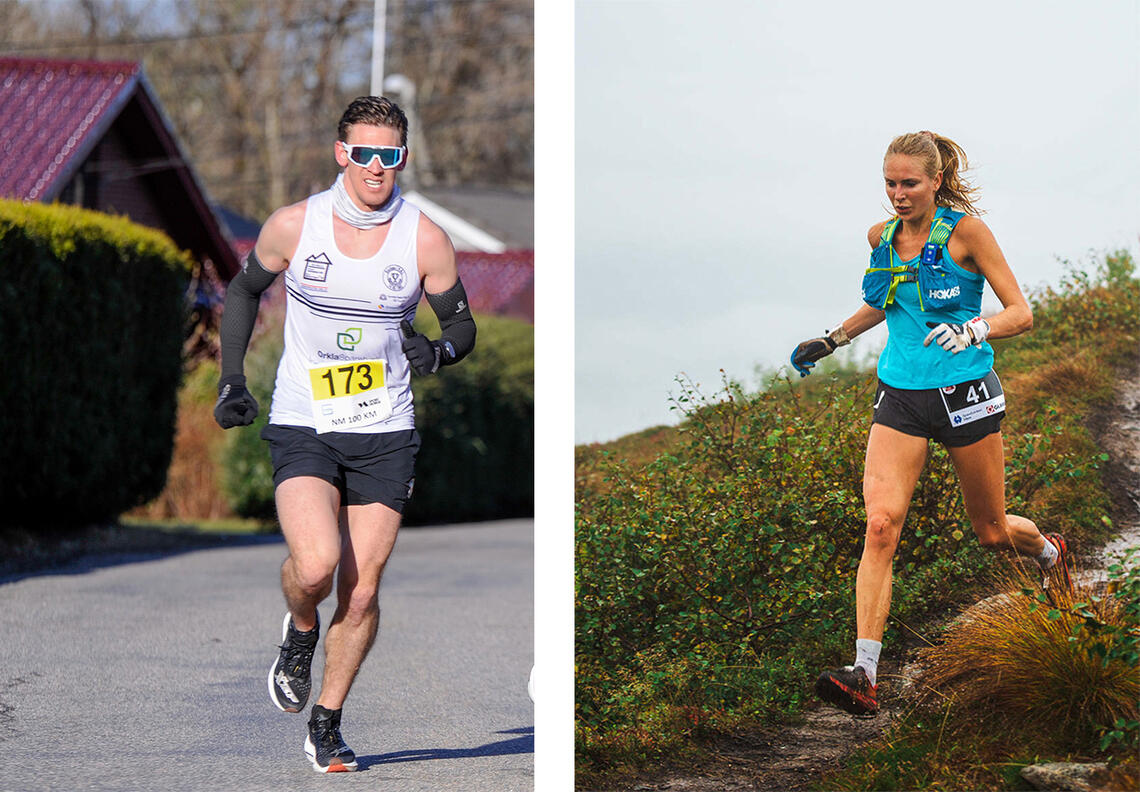 Mens Sebastian Håkansson først og fremst har utmerka seg på 100 km vegløping, har Sylvia Nordskar prestert best i terrengultraløp. (Foto: Arne Dag Myking og Stian Drogseth) 