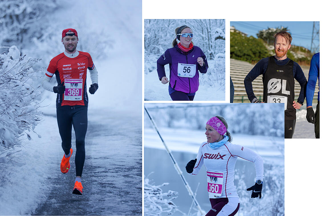 Martin Karlsen, Marita Bertelsen, Stein Henrik Olaussen og Renate Galleberg vant sine distanser i Bergen Vintermaraton. (Alle foto: Arne Dag Myking)