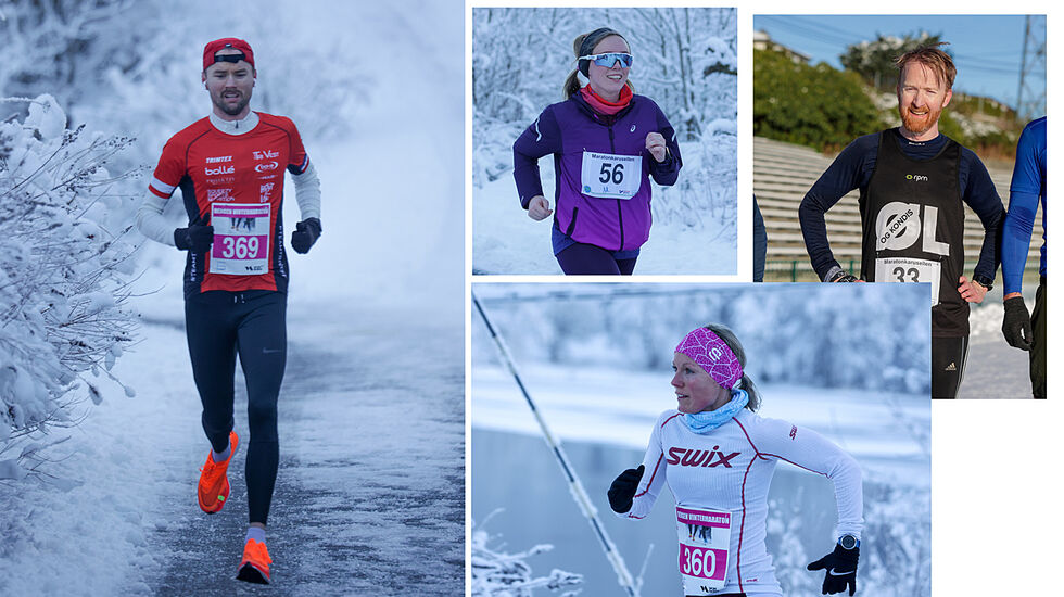 Martin Karlsen, Marita Bertelsen, Stein Henrik Olaussen og Renate Galleberg vant sine distanser i Bergen Vintermaraton. (Alle foto: Arne Dag Myking)