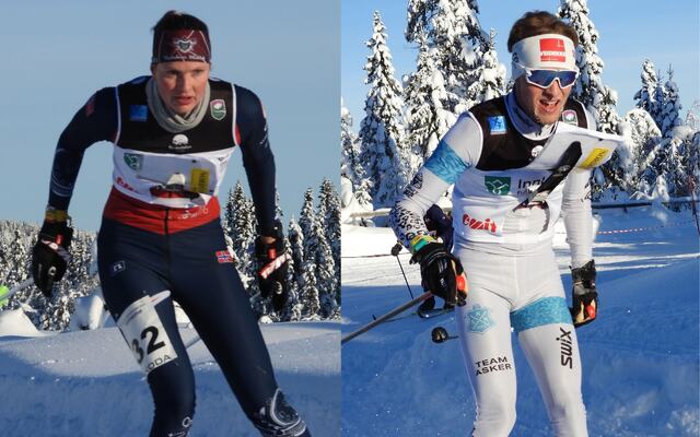 Anna Ulvensøen og Henrik Fredriksen Aas i aksjon på Skramstadsætra søndag. (Foto: Stein Arne Negård)