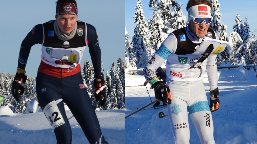 Anna Ulvensøen og Henrik Fredriksen Aas i aksjon på Skramstadsætra søndag. (Foto: Stein Arne Negård)