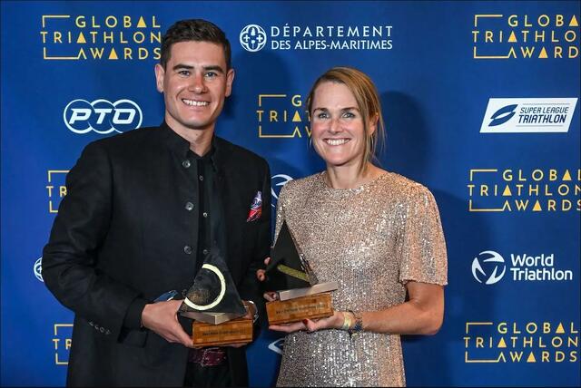 Verdens beste triatleter: Gustav Iden og Flora Duffy. (Foto: superleaguetriathlon.com)