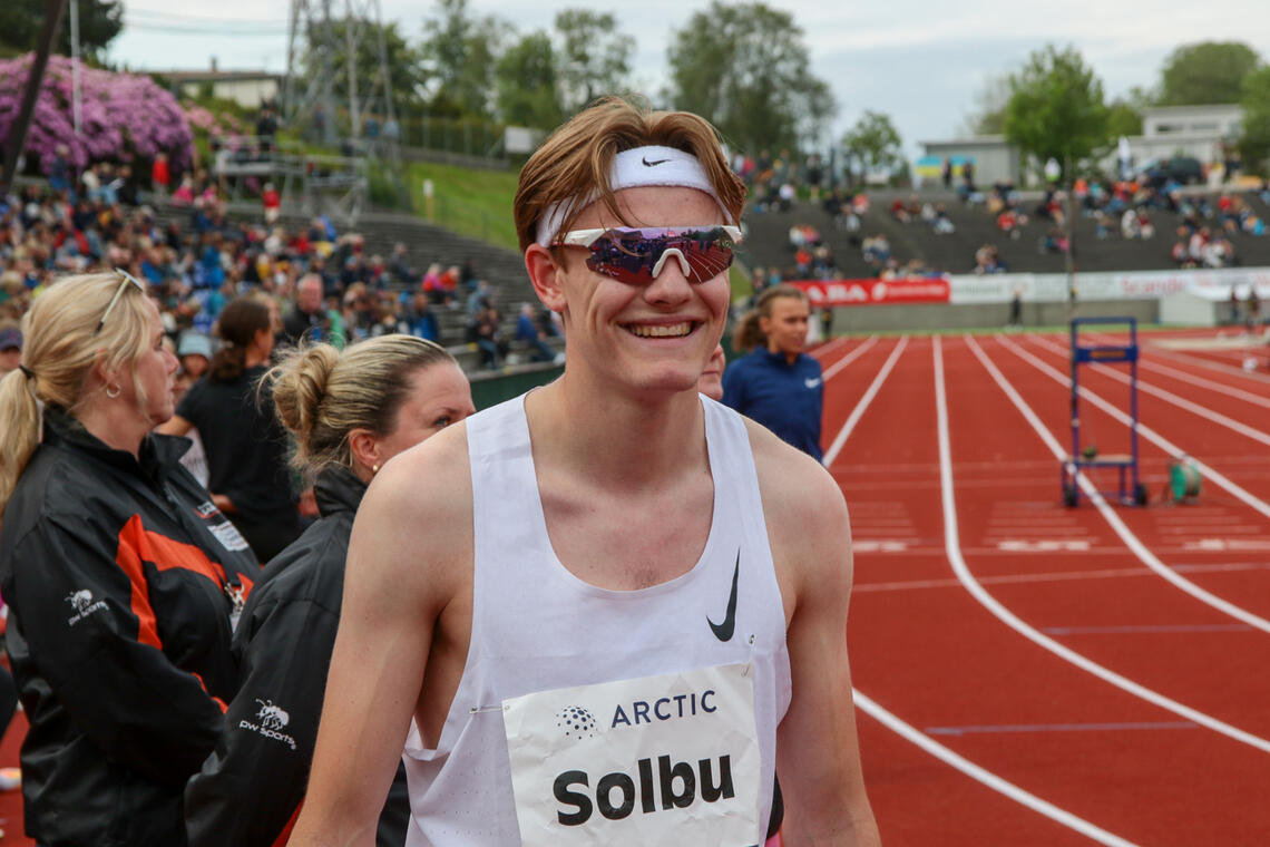 Ole Jakob Høsteland Solbu er nå høyt opp på den norske statistikken over de beste 800-meterløperne. Her fra Trond Mohn Games i 2022. (Foto: Arne Dag Myking)