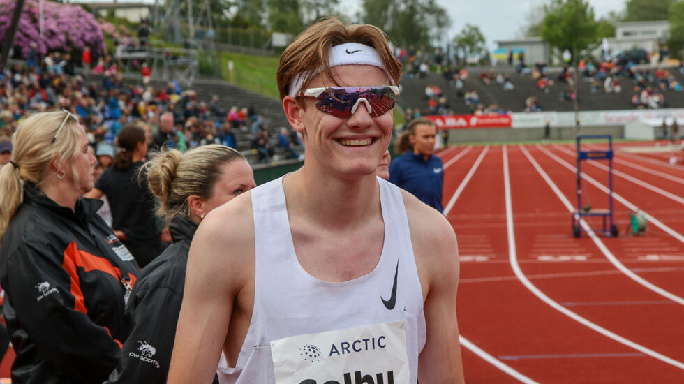 Ole Jakob Høsteland Solbu er nå høyt opp på den norske statistikken over de beste 800-meterløperne. Her fra Trond Mohn Games i 2022. (Foto: Arne Dag Myking)