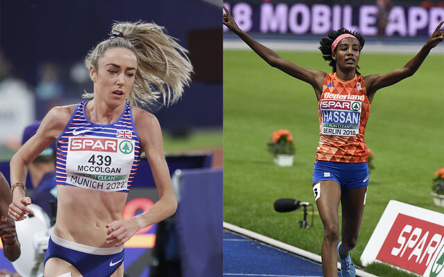 Både Eilish McColgan og Sifan Hassan har løpt fort på både bane og i kortere baneløp. Nå skal de prøve seg på maraton. (Foto: Arne Dag Myking og Bjørn Johhannessen)