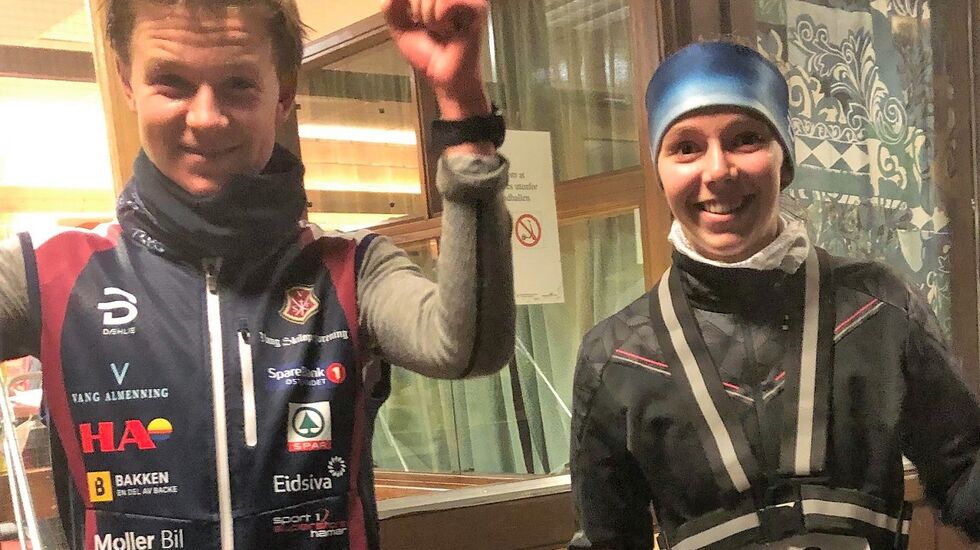 Alltid moro å vinne, og Marcus Danielsen og Heidi Syversen kunne juble for seier igjen. (Foto fra Hamarkarusellens facebookside)