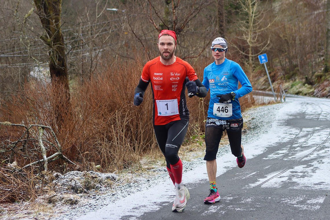 Tor-Aanen Kallekleiv ga utmerket drahjelp for Bjørn Tore Kronen Taranger i Februar Maraton. (Foto: Maratonkarusellen)