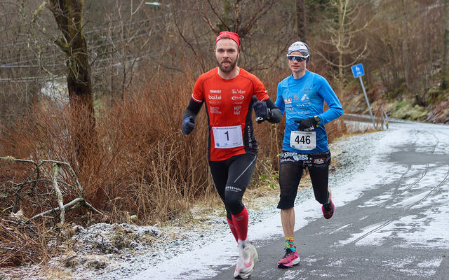 Tor-Aanen Kallekleiv ga utmerket drahjelp for Bjørn Tore Kronen Taranger i Februar Maraton. (Foto: Maratonkarusellen)