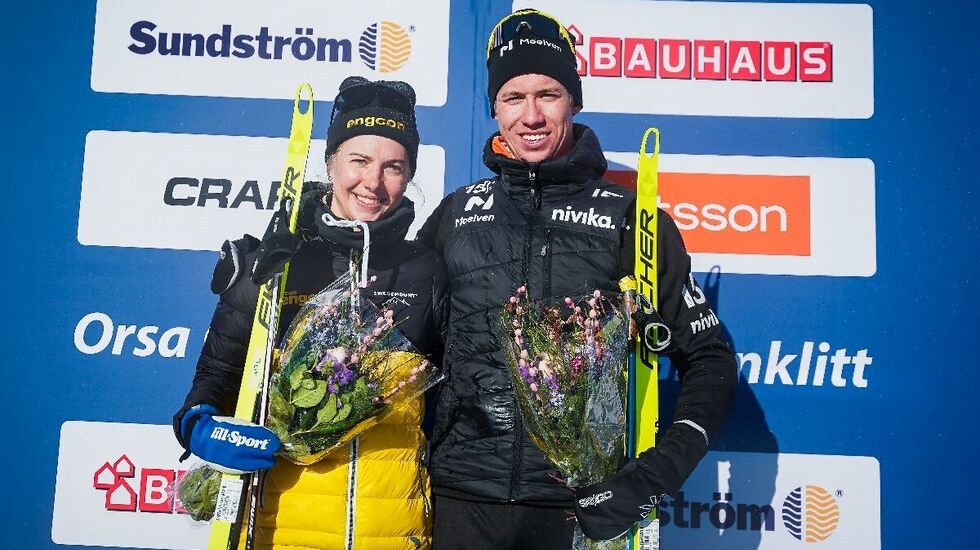 Ida Dahl og Emil Person stod som igjen som vinnere for andre gang etter helgas Ski Classics-renn i Orsa. ( Foto: Thibaut/Nordic Focus)