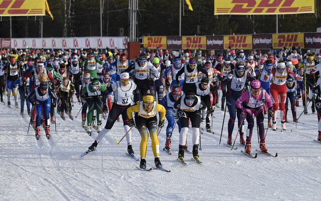Fra starten på Tjejvasan i Oxberg i 2022. (Foto: Ulf Palm/Vasaloppet)