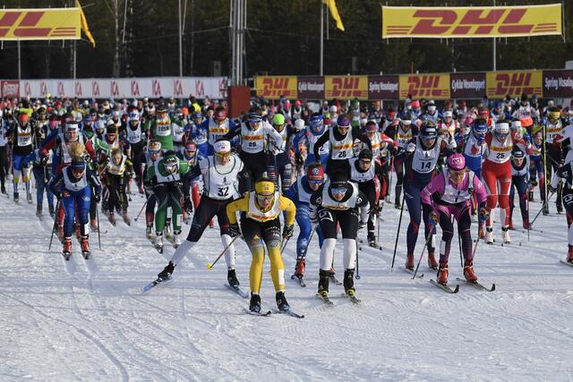 Fra starten på Tjejvasan i Oxberg i 2022. (Foto: Ulf Palm/Vasaloppet)