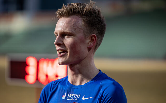 Narve Gilje Nordås løp inn til ny norgesrekord på 3000 meter innendørs. Her fra Night of Highlights på Bislett i april 2022. (Foto: Samuel Hafsahl)