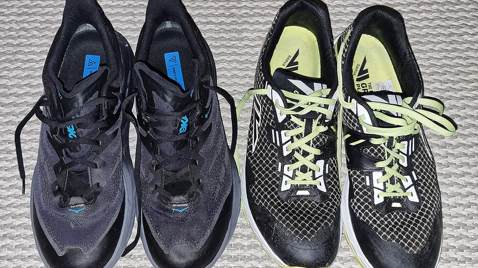 Hoka Speedgoat 5 GTX Spike eller VJ Sarva Icehero? Hvilken er best? (Alle foto: Sven Kilander)