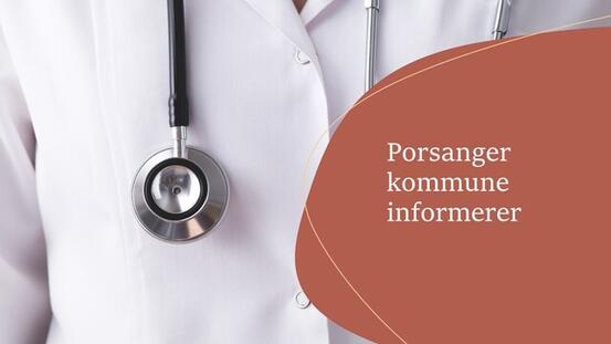 Bilde av helsearbeider med tekst