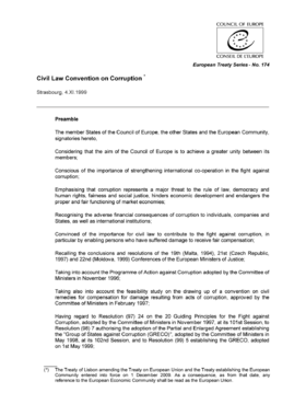 Council of Europe (1999) Civil Law Convention on Corruption