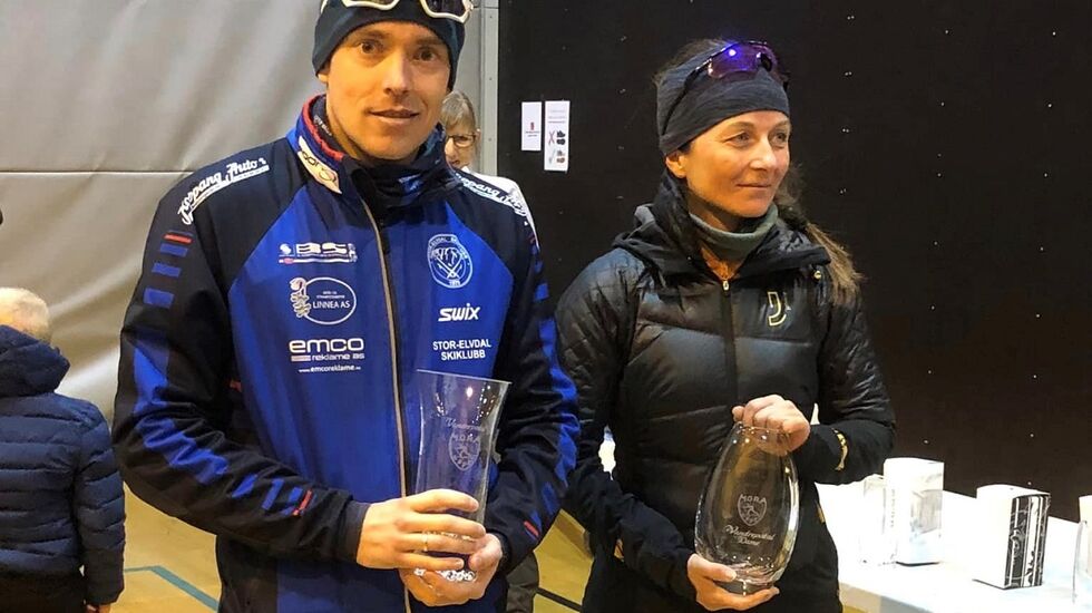 Årets Moraløpvinnere, Morten Buchholdt  og Lin-Iren Sætre. (Foto fra Moraløpets facebookside)