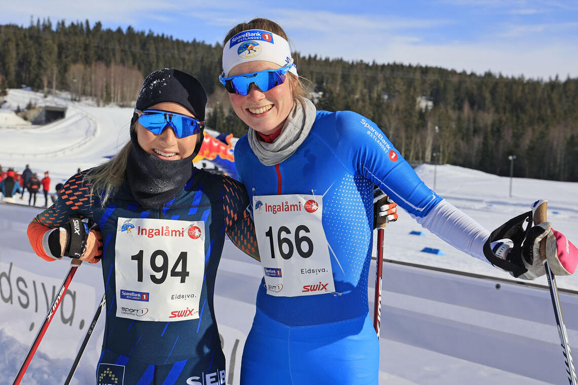 På 15 km fikk vi et realt spurtoppgjør mellom Ine Løvlien fra arrangørklubben Lillehammer Skiklub og Julie Kvale Støstad fra Krogstadelva, der Løvlien trakk det lengste strået.