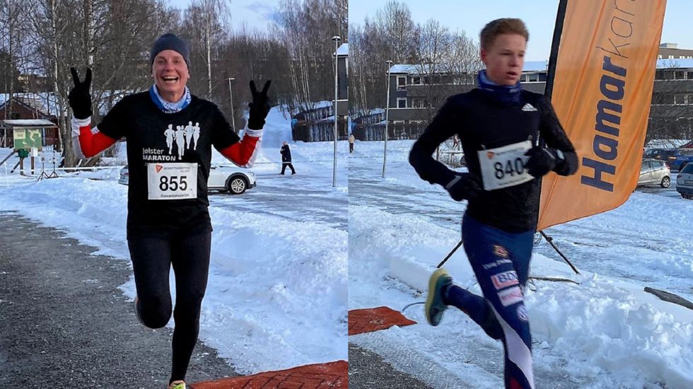 Esther Innselset og Marcus Danielsen mestret det varierende underlaget på Hamar best tirsdag kveld. (Foto: Bente Langøigjelten)