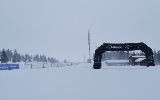 Birkebeinerløypa på Sjusjøen Langrennsrarena fredag morgen. (Foto: Rolf Baken)