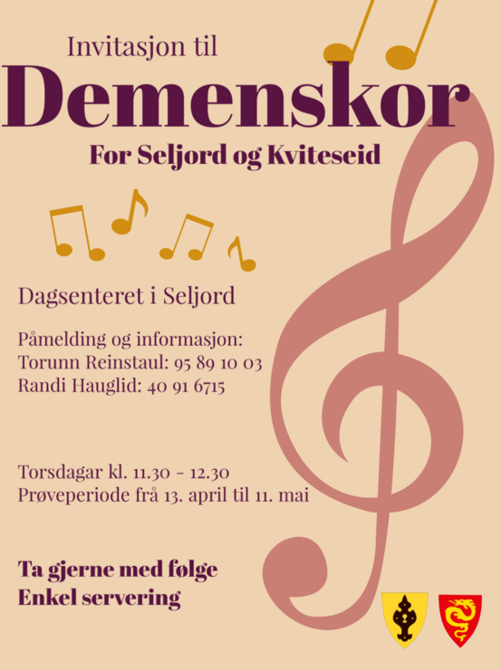 Plakat med invitasjon til demenskor i Seljord