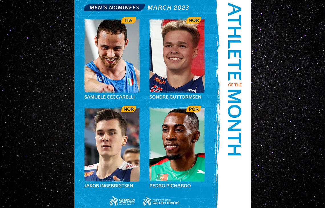 Følgende fire kan bli stemt fram som månedens friidrettsutøver i mars. (Foto: Det europeiske friidrettsforbundet)