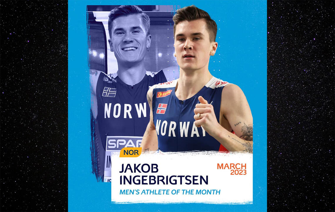 Som flere ganger før ble Jakob Ingebrigtsen kåra til månedens europeiske utøver. (Foto: European Athletics) 