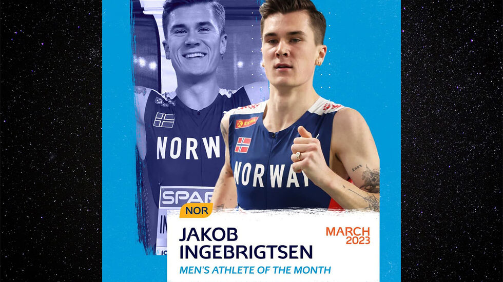 Som flere ganger før ble Jakob Ingebrigtsen kåra til månedens europeiske utøver. (Foto: European Athletics)