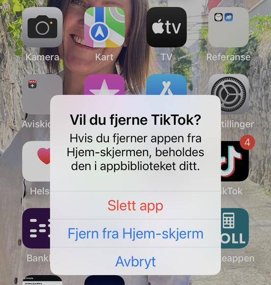 Skjermbilde på en mobiltelefon