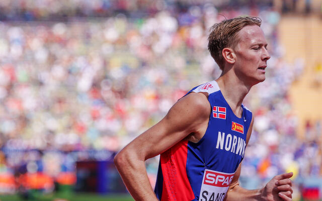 Fredrik Sandvik kunne iføre seg landslagsdrakten og delta på 3000 m hinder i EM i München sist sommer. (Foto: Arne Dag Myking)