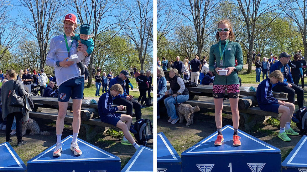 Magnus Erstad og Petra Jacoby fikk motta hver sin førstepremie. (Foto: Arild Rostad)