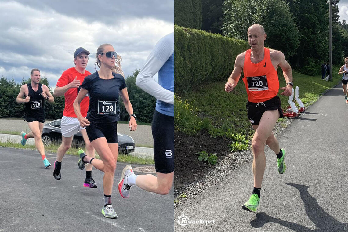 Karoline Nikolaisen og John Christian Deighan tok hver sin seier på 10 km i Rekordløpet i Lier sist søndag. (Arkivfoto: arrangøren) 