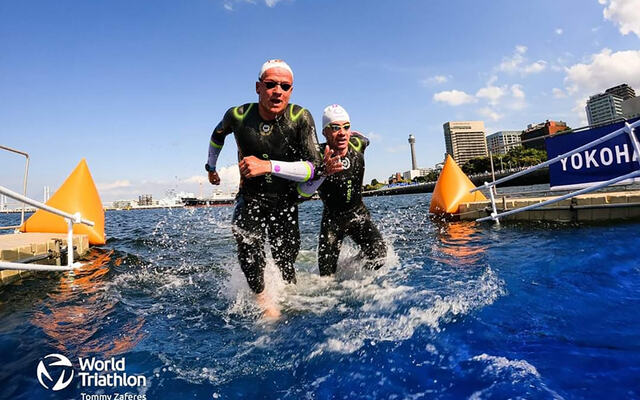 Kristian Blummenfelt ble nummer 8 i Yokohama, mens Gustav Iden ble nummer 39. (Foto: Worls Triathlon / Tommy Zafera)