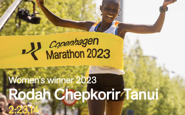 Rodah Chepkorir Tanui fra Kenya løp over målstreken på tiden 2.23.14, og satte samtidig personlig rekord med 2 minutter og 32 sekunder.
