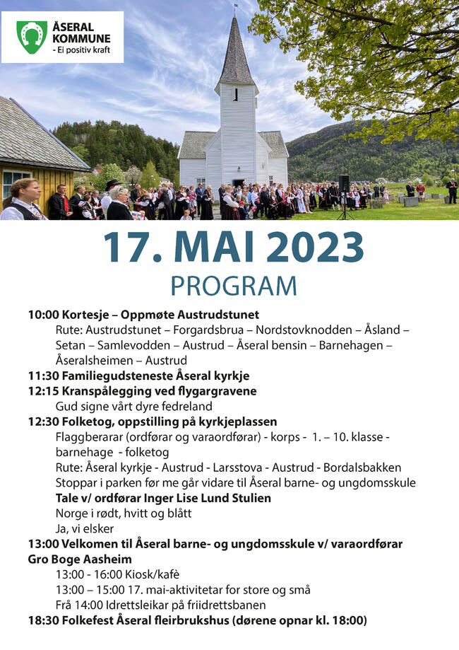 17. mai program Åseral 2023