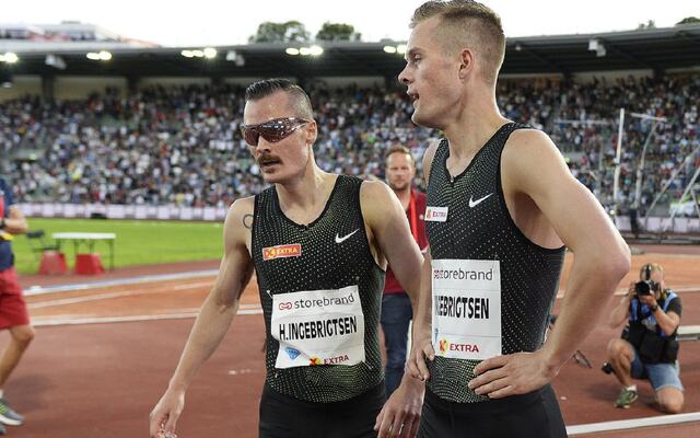 Henrik og Filip Ingebrigtsen er påmeldt på hver sin distanse i Hamar og Moelv kommende helg. Bildet er fra Bislett i 2018. (Foto: Bjørn Johannessen)