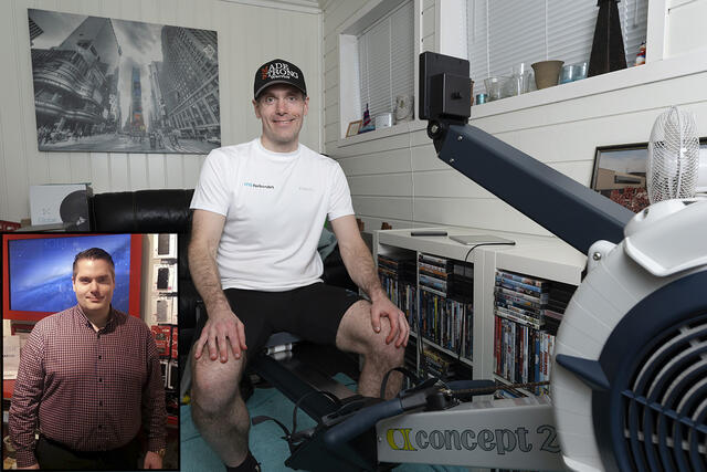 På sitt tyngste veide MS-pasient Torbjørn Laundal over 150 kg (innfelt bilde). I dag holder han både vekta og sykdommen i sjakk ved blant å ro 10.000 m daglig. (Foto: Torbjørn Laundal)