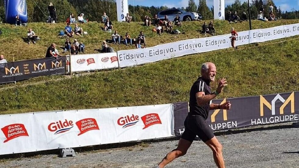 Arne Heimdal mot mål ved Håkons Hall i Birkebeinerløpet 2021. (Foto: Ingunn Heimdal)