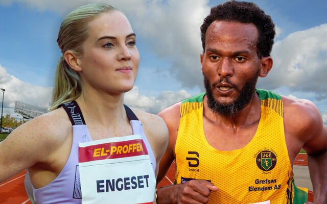 Kristine Eikrem Engeset og Awet Kibrab vant og perset på 5000 meter i Stockholm. (Foto: Samuel Hafsahl)