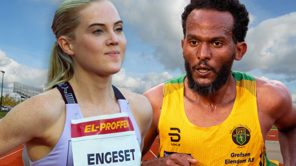 Kristine Eikrem Engeset og Awet Kibrab vant og perset på 5000 meter i Stockholm. (Foto: Samuel Hafsahl)