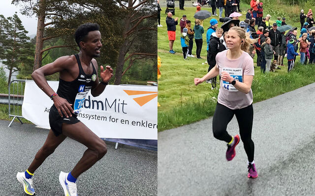 Tedros Haile vant herreklassen og Nina Andreassen vant dameklassen i Ølmedal Rundt. (Alle foto: arrangøren)