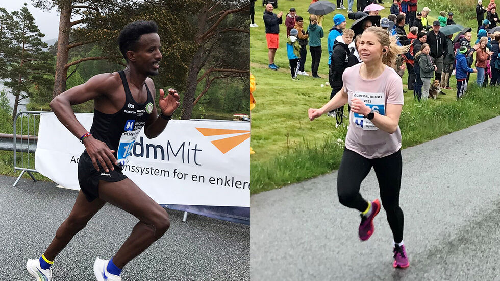 Tedros Haile vant herreklassen og Nina Andreassen vant dameklassen i Ølmedal Rundt. (Alle foto: arrangøren)