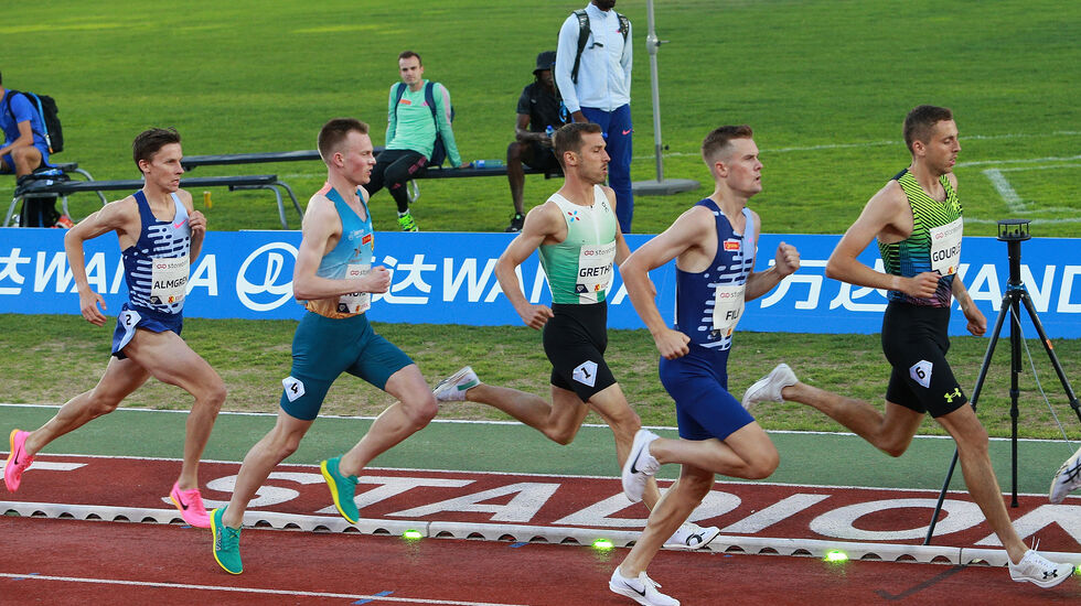 Vi ser Narve Gilje Nordås (nest lengst til venstre) og Andreas Almgren (til venstre) under Bislett Games i fjor. Nå stiller de på nytt i Diamond League-stevnet i Doha. (Foto: Kjell Vigestad)