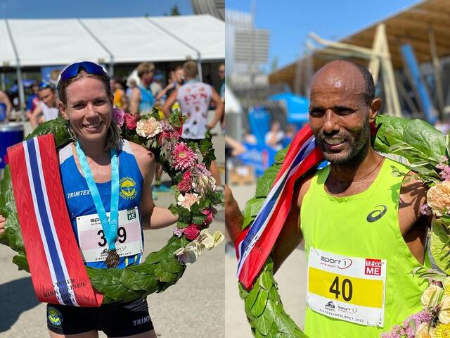Hanne Mjøen Maridal og Weldu Negash Gebretsadik vant Birkebeinerløpet, og de hadde også best tid av samtlige om en vurderer ut fra veterantabellene. (Foto: Birkebeinerløpets Facebook-side)