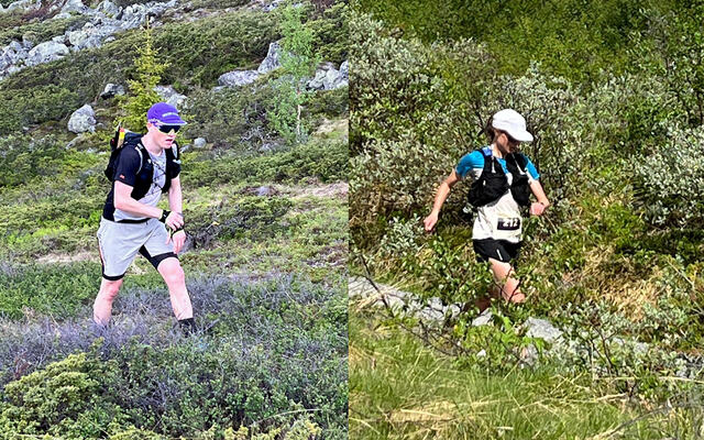 Vinneren av den lengste distansen av Nøsen Hundreds, Finn Isaksen, var fortsatt godt løpende selv etter 98 av 100 kilometer. Her ser vi også vinneren av Nøsen Hundreds 50 km, Aleksandra Narkowicz. (Foto: Marthe Katrine Myhre)