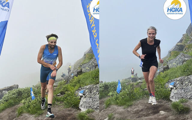 I litt tåkete vær holdt Sindre Buraas og Mirjam Saarheim hodet klart og beina så godt i gang at de kom først til toppen. (Foto: arrangøren)