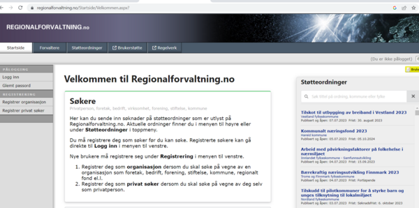 Bilde av side på internett - regionalforvaltning.no