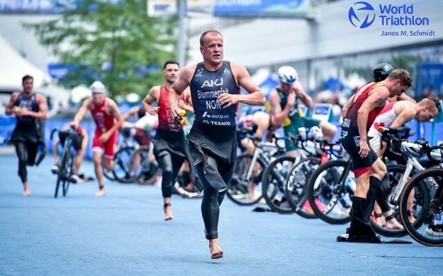 Kristian Blummenfelt vil håpe å gjøre et enda bedre løp enn her i VM-runden i Montreal, hvor han ble nummer 5. (Foto: Janus M. Schmidt/World Triathlon)