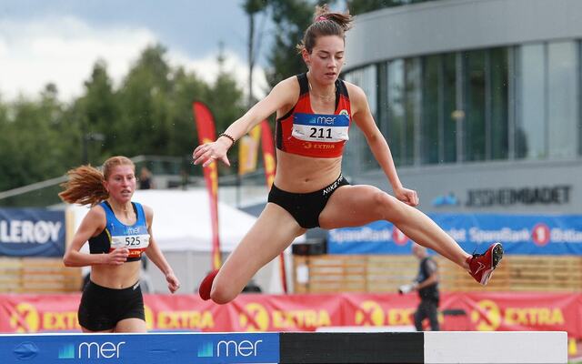 Sara Busic da hun løp inn til bronse på senior-NM på Jessheim sist fredag. (Foto: Kjell Vigestad)