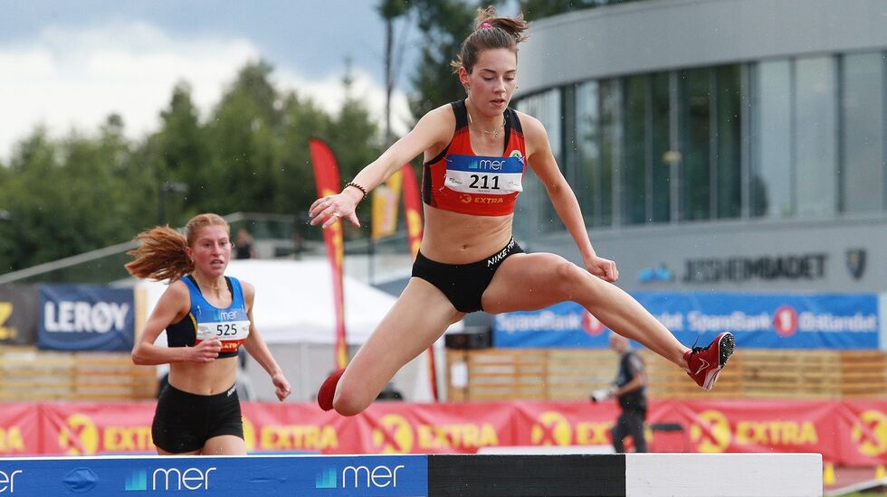 Sara Busic da hun løp inn til bronse på senior-NM på Jessheim sist fredag. (Foto: Kjell Vigestad)